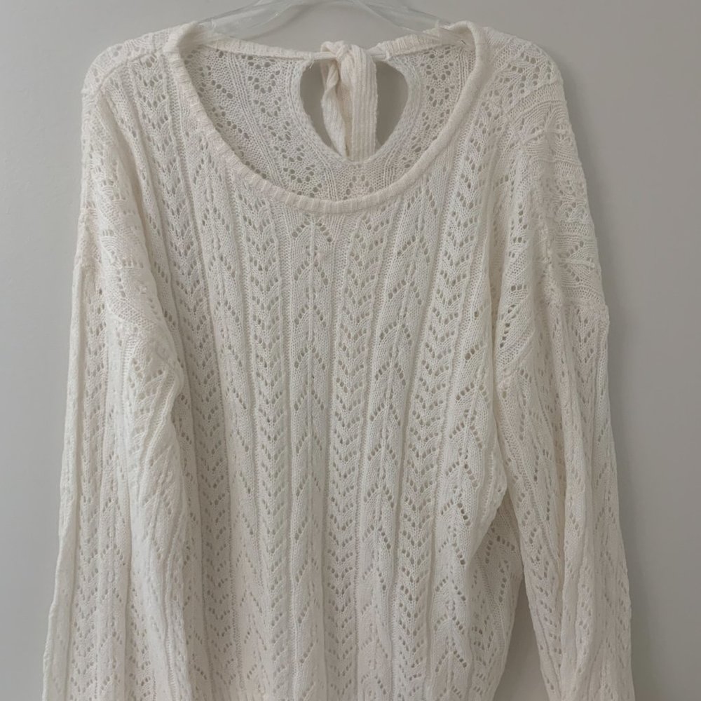 New Sz L Pink Lily White Long Sleeve Top